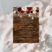 Rustic Burgundy Lights Wedding  Kaart