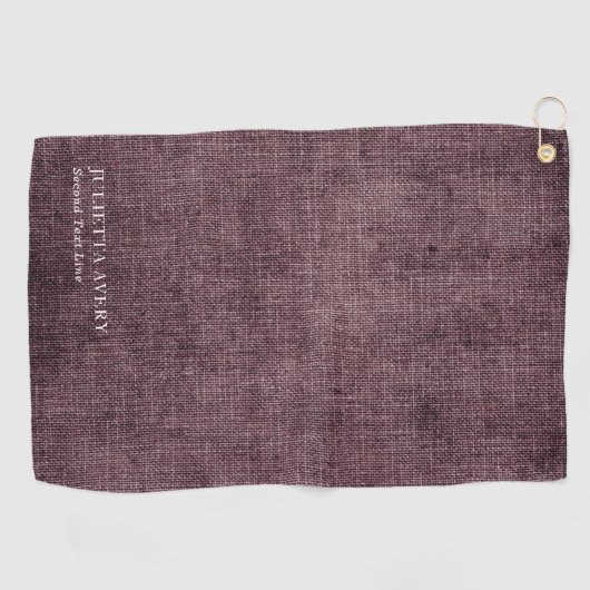 Rustic Burgundy Linen Texture Golfhanddoek (Horizontaal)