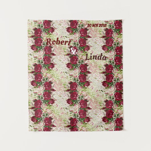 Rustic Burgundy Maroon Roos Wedding Backdrop Wandkleed (Voorkant)