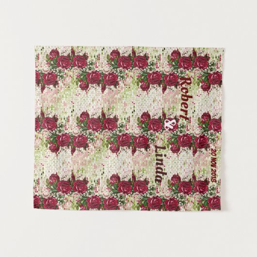 Rustic Burgundy Maroon Roos Wedding Backdrop Wandkleed (Voorkant (horizontaal))