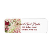 Rustic Burgundy Maroon Rozen Floral Art Address Etiket (Voorkant)