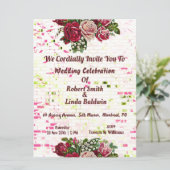 Rustic Burgundy Maroon Rozen Floral bruiloft Kaart (Staand voorkant)