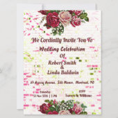 Rustic Burgundy Maroon Rozen Floral bruiloft Kaart (Voorkant)