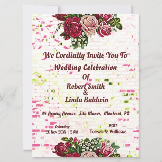 Rustic Burgundy Maroon Rozen Floral bruiloft Kaart (Voorkant)