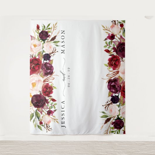 Rustic Burgundy Marsala achtergrond voor foto boot Wandkleed (Voorkant)