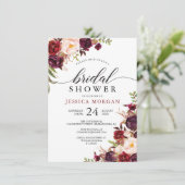 Rustic Burgundy Marsala Bridal Shower Kaart (Staand voorkant)