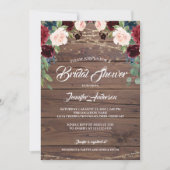 Rustic Burgundy Marsala Bridal Shower Kaart (Voorkant)