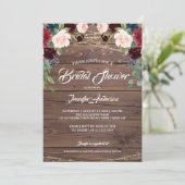 Rustic Burgundy Marsala Bridal Shower Kaart (Staand voorkant)