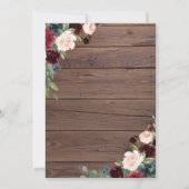 Rustic Burgundy Marsala Bridal Shower Kaart (Achterkant)