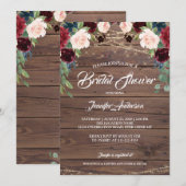 Rustic Burgundy Marsala Bridal Shower Kaart (Voorkant / Achterkant)