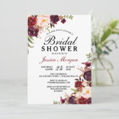 Rustic Burgundy Marsala Bridal Shower Kaart (Staand voorkant)