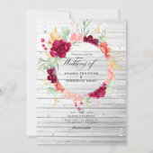 Rustic Burgundy - Marsala en Blush Floral Wedding Kaart (Voorkant)