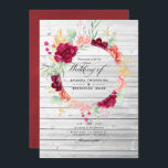 Rustic Burgundy - Marsala en Blush Floral Wedding Kaart<br><div class="desc">Bourgogne en wazige roze florale en eucalyptusbruiloft nodigen uit om snel en gemakkelijk aan uw evenementspecificaties te worden aangepast. Ideaal voor een bepaald thema of een tuinbruiloft.</div>