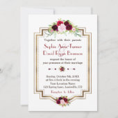 Rustic Burgundy Marsala Floral Gold Fall Wedding Kaart (Voorkant)