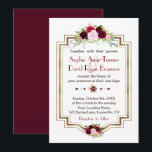 Rustic Burgundy Marsala Floral Gold Fall Wedding Kaart<br><div class="desc">Burgundy Marsala Floral Gold Fall Wedding Invitation. Dit stijlvolle ontwerp is voorzien van een faux goudglitter-lijst, prachtige waterverf bloemen boven op het lijst, onderaan, prachtige pijlen met hart en bloemen bouquet (als scheidingsteken) op een witte achtergrond. Op de achterkant is er een prachtige achtergrond. Het gebruik past hulpmiddel aan om...</div>