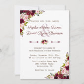 Rustic Burgundy Marsala Floral Wedding Kaart (Voorkant)