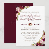 Rustic Burgundy Marsala Floral Wedding Kaart (Voorkant / Achterkant)