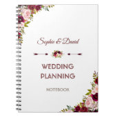 Rustic Burgundy Marsala Floral Wedding Planner Notitieboek (Voorkant)