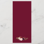 Rustic Burgundy Marsala Red Floral Wedding Menu (Achterkant)