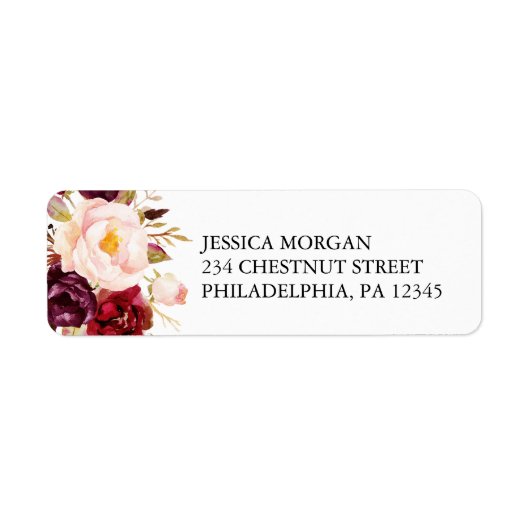 Rustic Burgundy Marsala Return Address Label (Voorkant)