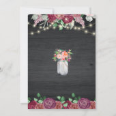 Rustic Burgundy Mason Jar Lights Vrijgezellenfeest Kaart (Achterkant)