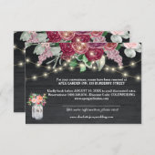 Rustic Burgundy Mason Jar Lights Wedding Details Informatiekaartje (Voorkant / Achterkant)