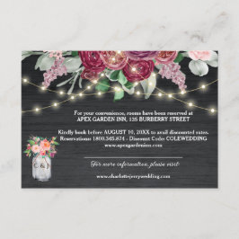 Rustic Burgundy Mason Jar Lights Wedding Details Informatiekaartje