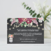 Rustic Burgundy Mason Jar Lights Wedding Details Informatiekaartje (Staand voorkant)