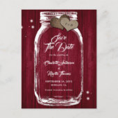 Rustic Burgundy Mason Jar Wedding Save the Date Aankondigingskaart (Voorkant)