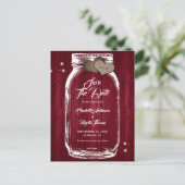 Rustic Burgundy Mason Jar Wedding Save the Date Aankondigingskaart (Staand voorkant)