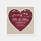 Rustic Burgundy Mr. en Mrs Wedding Servet (Voorkant)