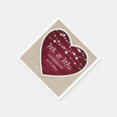 Rustic Burgundy Mr. en Mrs Wedding Servet (Hoek)