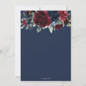 Rustic Burgundy Navy Blue Floral Greenery Wedding Kaart (Achterkant)