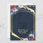 Rustic Burgundy Navy Blue Gold Geometric Wedding Kaart (Achterkant)