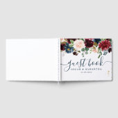Rustic Burgundy Navy Blue & Red Beauty Flowers Gastenboek (Volledig)