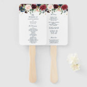 Rustic Burgundy Navy Blue & Red Beauty Flowers Handwaaier (Voorkant en achterkant)