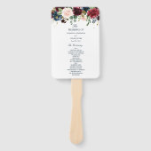 Rustic Burgundy Navy Blue & Red Beauty Flowers Handwaaier (Voorkant)