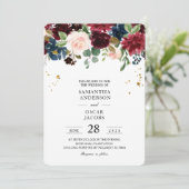 Rustic Burgundy Navy Blue & Red Beauty Flowers Kaart (Staand voorkant)