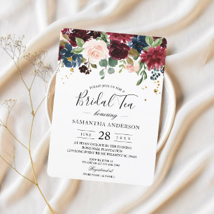 Rustic Burgundy Navy Blue & Red Beauty Flowers Kaart