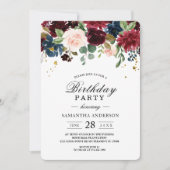 Rustic Burgundy Navy Blue & Red Beauty Flowers Kaart (Voorkant)