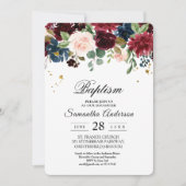 Rustic Burgundy Navy Blue & Red Beauty Flowers Kaart (Voorkant)