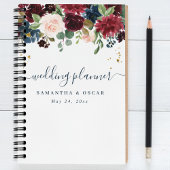 Rustic Burgundy Navy Blue & Red Beauty Flowers Planner