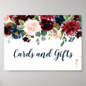 Rustic Burgundy Navy Blue & Red Beauty Flowers Poster (Voorkant)