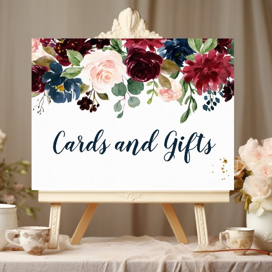 Rustic Burgundy Navy Blue & Red Beauty Flowers Poster