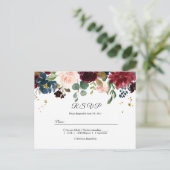 Rustic Burgundy Navy Blue & Red Beauty Flowers Uitnodiging Briefkaart (Staand voorkant)