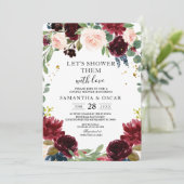 Rustic Burgundy Navy Blue & Red Flowers Lijst Kaart (Staand voorkant)