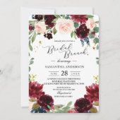 Rustic Burgundy Navy Blue & Red Flowers Lijst Kaart (Voorkant)