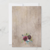 Rustic Burgundy Navy Floral Geometric Wedding Kaart (Achterkant)