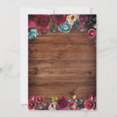 Rustic Burgundy Navy Floral Wood Weddenschap Kaart (Achterkant)