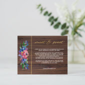 Rustic Burgundy Navy Gold Floral Meet and Greet En Informatiekaartje (Staand voorkant)